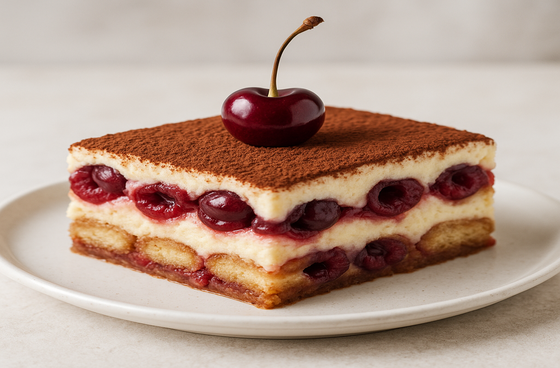 Tiramisu with cherries